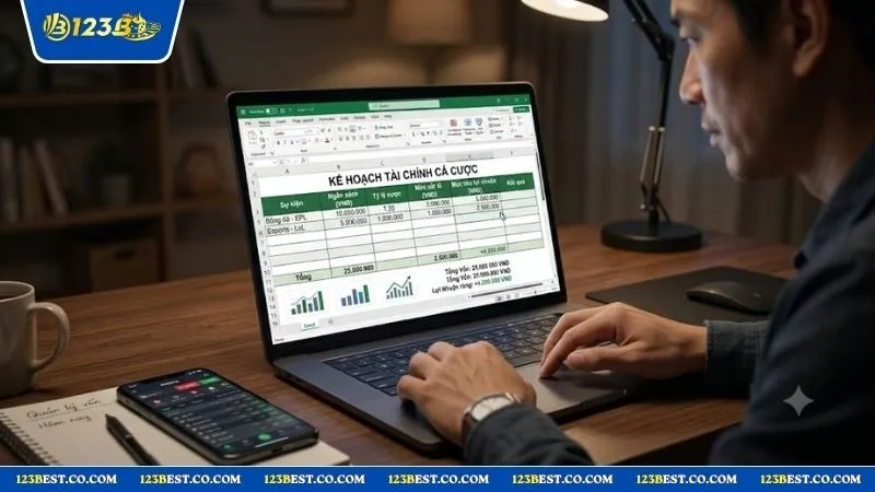 Bảng kế hoạch tài chính chi tiết giúp người chơi thực hiện quy tắc quản lý vốn cược một cách bài bản.