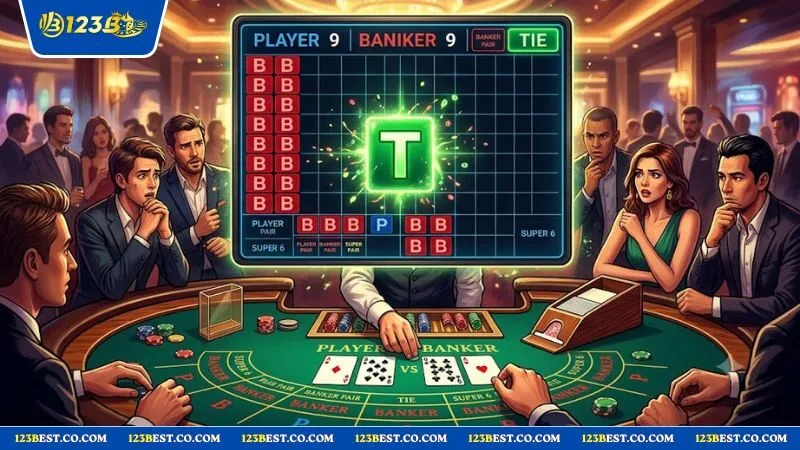 Bảng lịch sử Baccarat xuất hiện kết quả Hòa cắt đứt dây bệt đỏ báo hiệu cầu sắp gãy