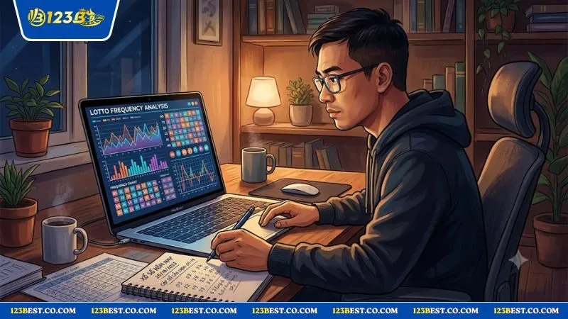 Người chơi phân tích biểu đồ tần suất để tránh rủi ro khi tìm hiểu lô kép bằng là gì cách nuôi lô kép.