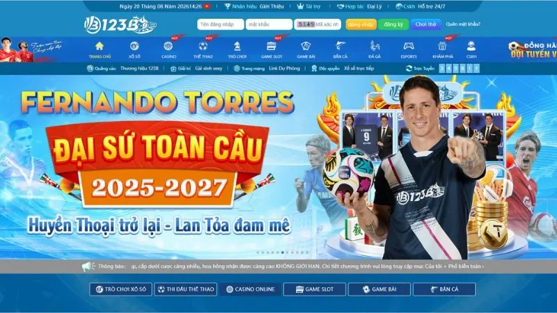 Giao diện trang chủ 123B hiện đại với các biểu tượng trò chơi trực tuyến đa dạng