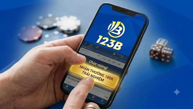 Người chơi thực hiện thao tác nhận mã thưởng khuyến mãi 123B ngay trên thiết bị di động cá nhân